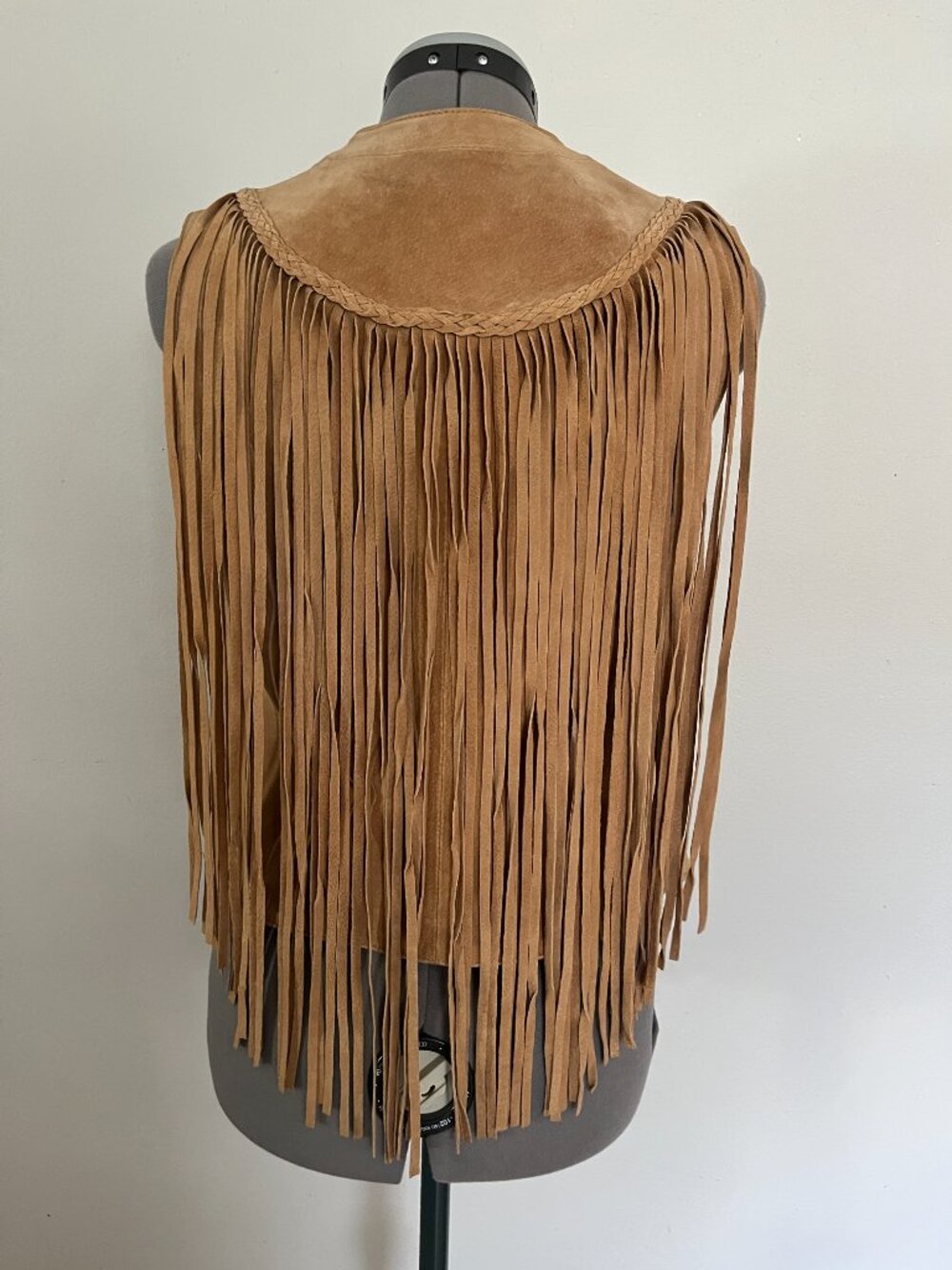 Forever 21 Sz M Light Brown Suede Leather Open Front Fringe Vest - Picture 4 of 12